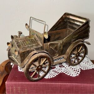 Vintage Gold Metal Car Model T Replica Cottagecore Mid Century